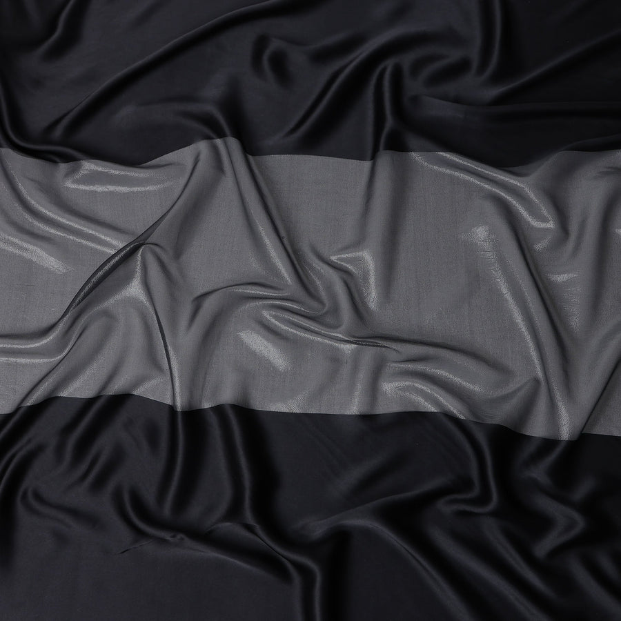 Jet Black Pure Silk Chiffon with Metallic Fabric 110cm