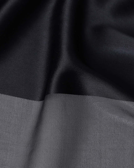 Jet Black Pure Silk Chiffon with Metallic Fabric 110cm