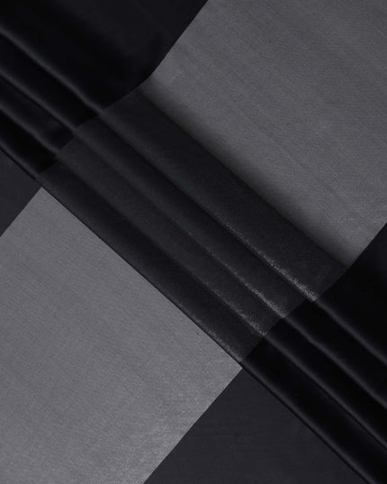 Jet Black Pure Silk Chiffon with Metallic Fabric 110cm