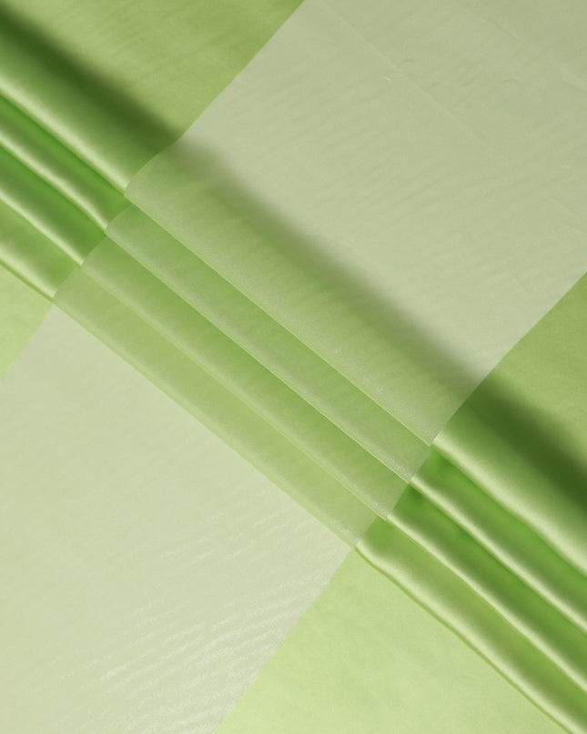 Lime Green Pure Silk Chiffon with Metallic Fabric 110cm