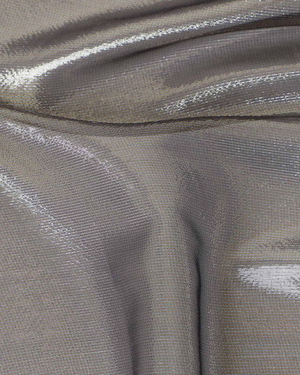 Dove Grey Pure Silk Chiffon with Metallic Fabric 110cm