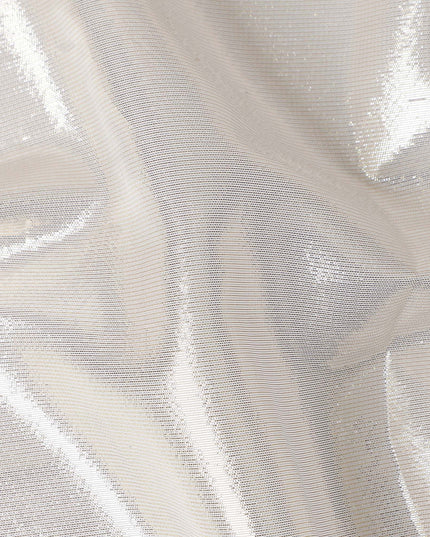 Pearl White Pure Silk Chiffon with Metallic Fabric 110cm
