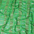 Emerald Green Multicolor Pure Silk Chiffon with Metallic Lur