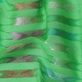 Emerald Green Multicolor Pure Silk Chiffon with Metallic Lur