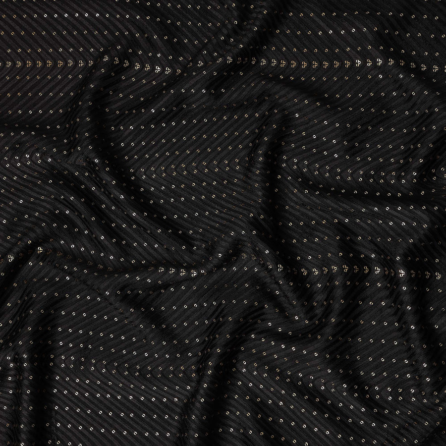 Jet Black Cotton Silk Embroidery Fabric 150cm