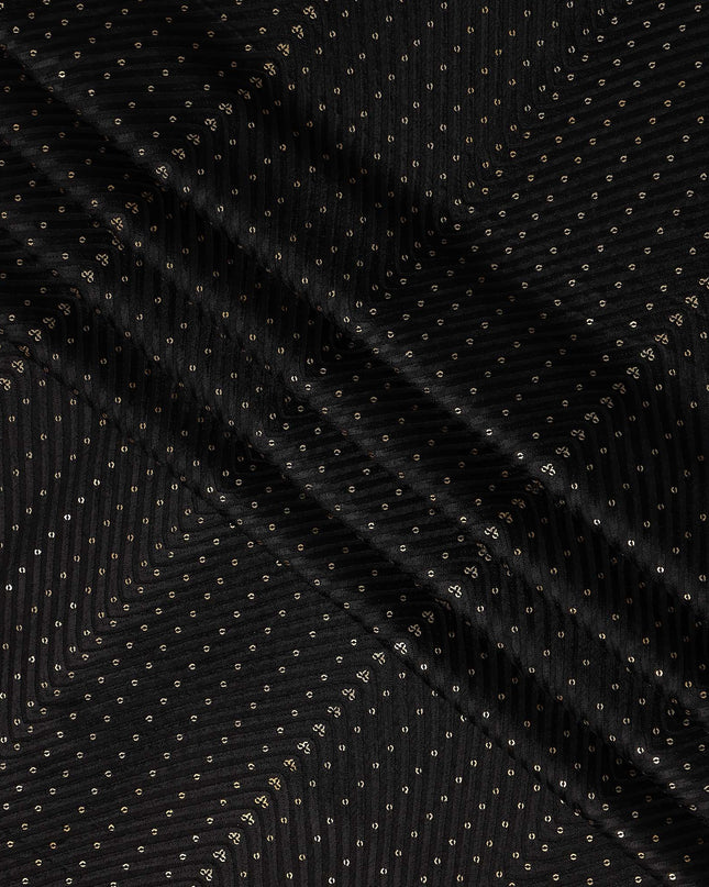 Jet Black Cotton Silk Embroidery Fabric 150cm