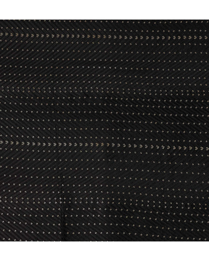 Jet Black Cotton Silk Embroidery Fabric 150cm