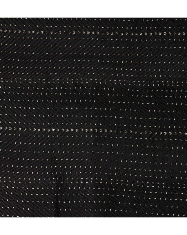 Jet Black Cotton Silk Embroidery Fabric 150cm