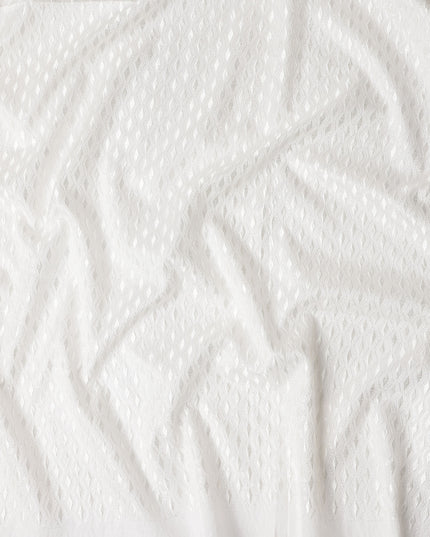 Ivory White Cotton Silk Embroidery Fabric 150cm