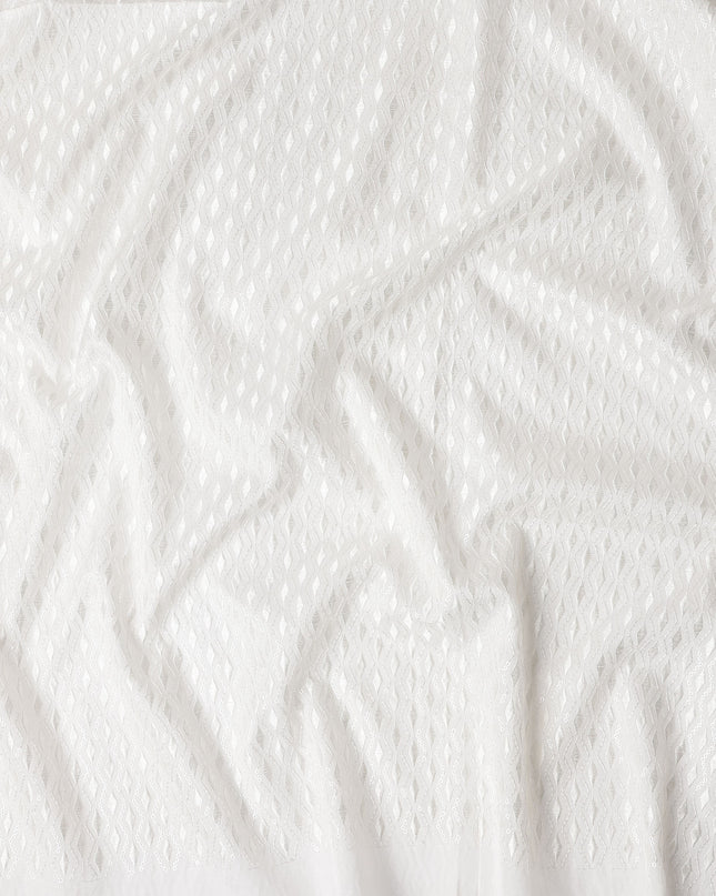 Ivory White Cotton Silk Embroidery Fabric 150cm