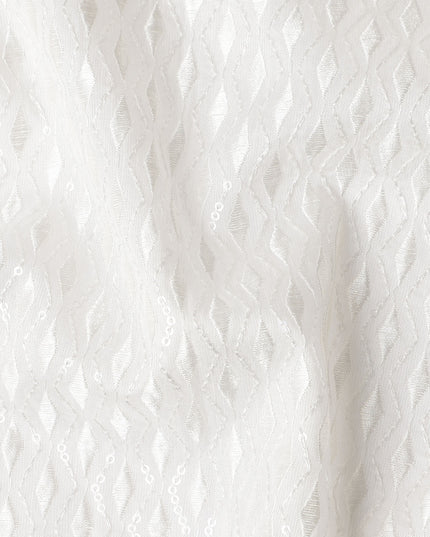 Ivory White Cotton Silk Embroidery Fabric 150cm