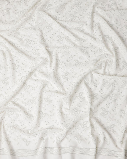 Snow White Cotton Linen Embroidery Fabric 110cm