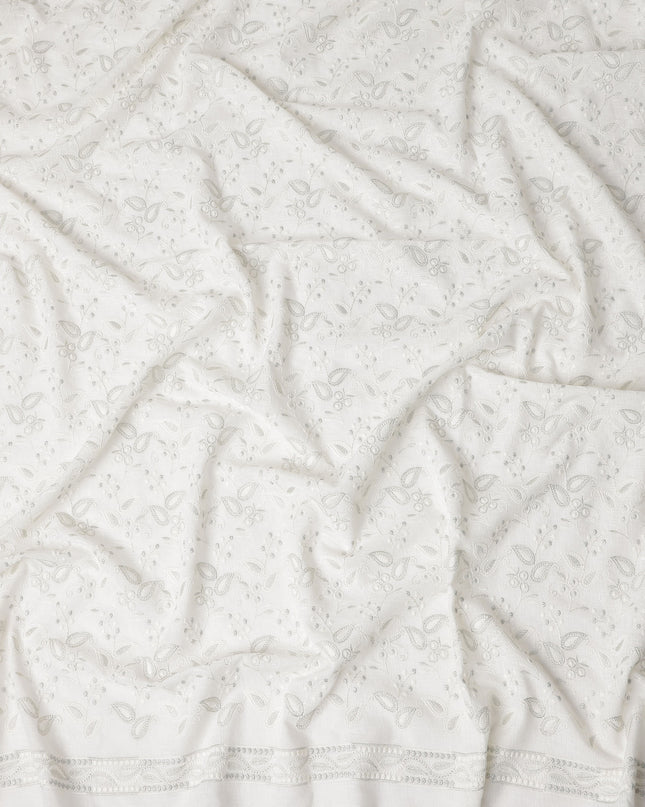 Snow White Cotton Linen Embroidery Fabric 110cm