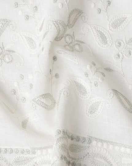 Snow White Cotton Linen Embroidery Fabric 110cm
