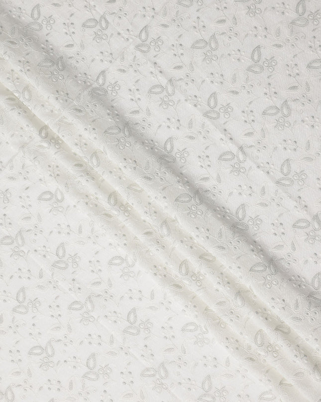 Snow White Cotton Linen Embroidery Fabric 110cm