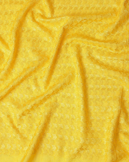 Golden Yellow Cotton Silk Embroidery Fabric 150cm