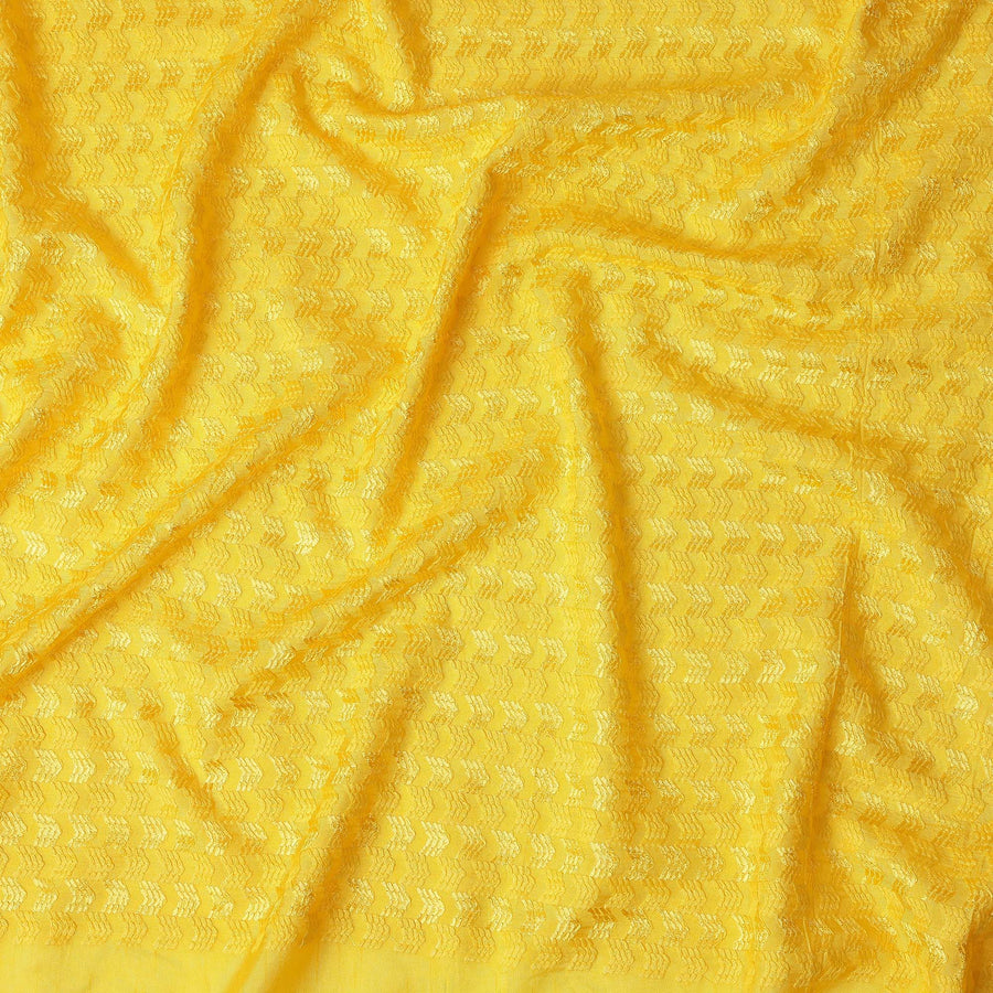 Golden Yellow Cotton Silk Embroidery Fabric 150cm