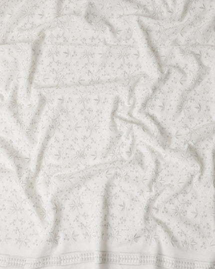 Cream White Cotton Linen Embroidery Fabric 110cm