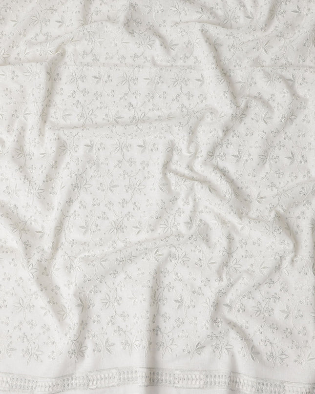 Cream White Cotton Linen Embroidery Fabric 110cm
