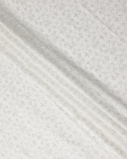Cream White Cotton Linen Embroidery Fabric 110cm