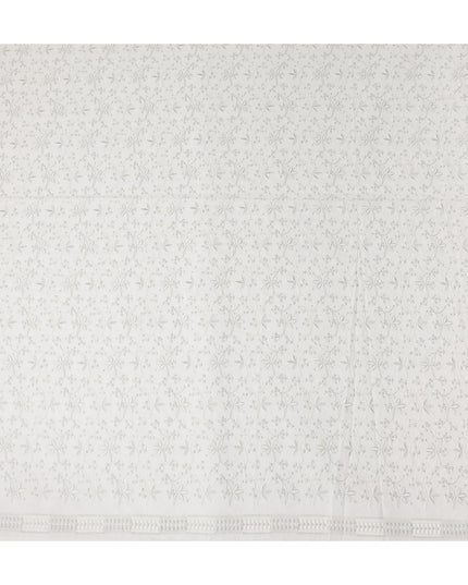 Cream White Cotton Linen Embroidery Fabric 110cm