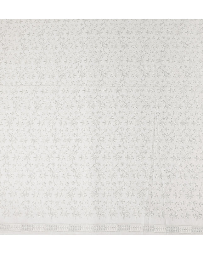 Cream White Cotton Linen Embroidery Fabric 110cm