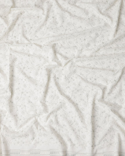 Soft White Cotton Linen Embroidery Fabric 110cm