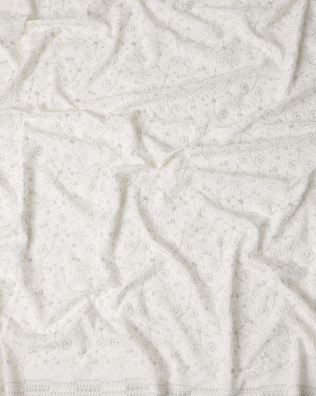 Soft White Cotton Linen Embroidery Fabric 110cm