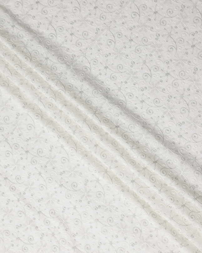 Soft White Cotton Linen Embroidery Fabric 110cm