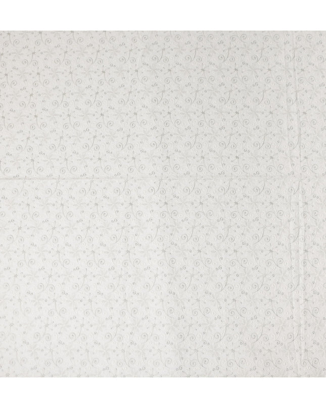 Soft White Cotton Linen Embroidery Fabric 110cm