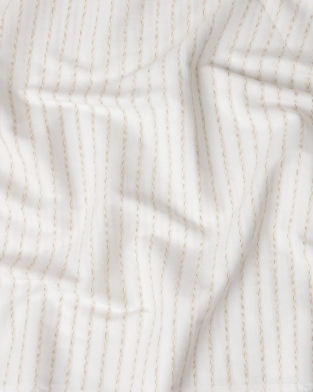Ecru White Blended Linen Suiting Fabric 150cm