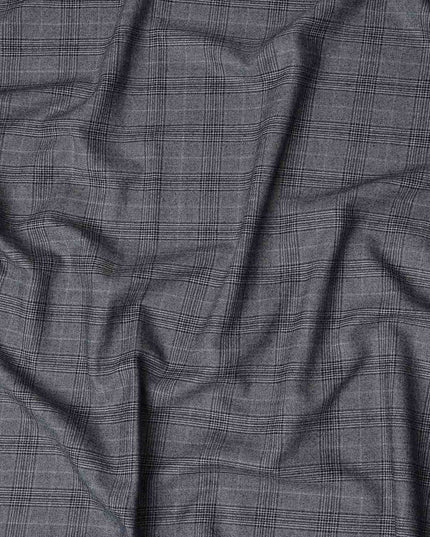 Charcoal Check Grey Blended English Wool & Silk Jacketing Sc