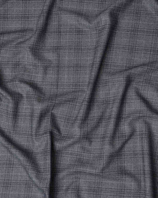 Charcoal Check Grey Blended English Wool & Silk Jacketing Sc