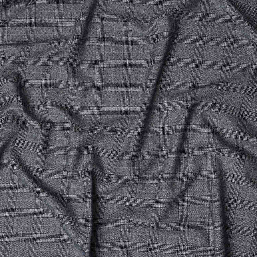 Charcoal Check Grey Blended English Wool & Silk Jacketing Sc