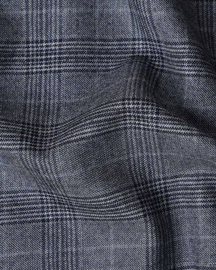 Charcoal Check Grey Blended English Wool & Silk Jacketing Sc
