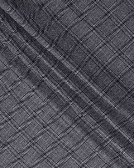 Charcoal Check Grey Blended English Wool & Silk Jacketing Sc