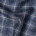 Navy Blue Windowpane Blended Italian Wool Jacketing Fabric 1