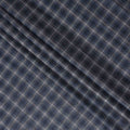 Navy Blue Windowpane Blended Italian Wool Jacketing Fabric 1