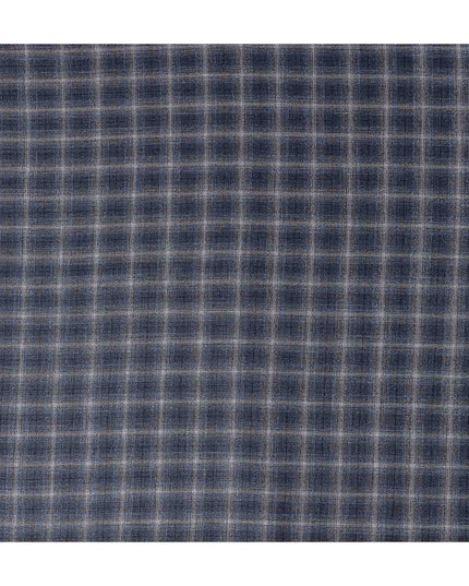 Navy Blue Windowpane Blended Italian Wool Jacketing Fabric 1