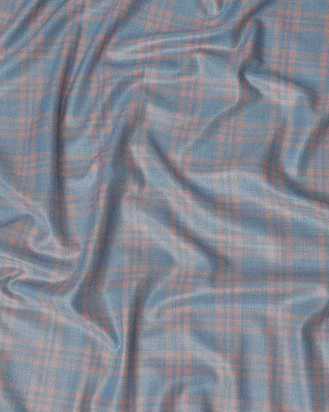 Dusty Blue Windowpane Blended English Wool & Silk Jacketing 