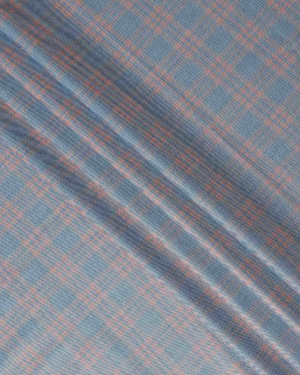 Dusty Blue Windowpane Blended English Wool & Silk Jacketing 