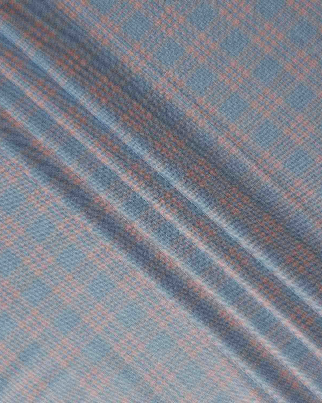 Dusty Blue Windowpane Blended English Wool & Silk Jacketing 
