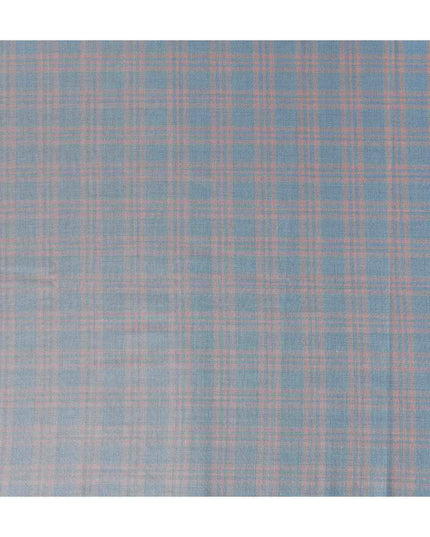 Dusty Blue Windowpane Blended English Wool & Silk Jacketing 