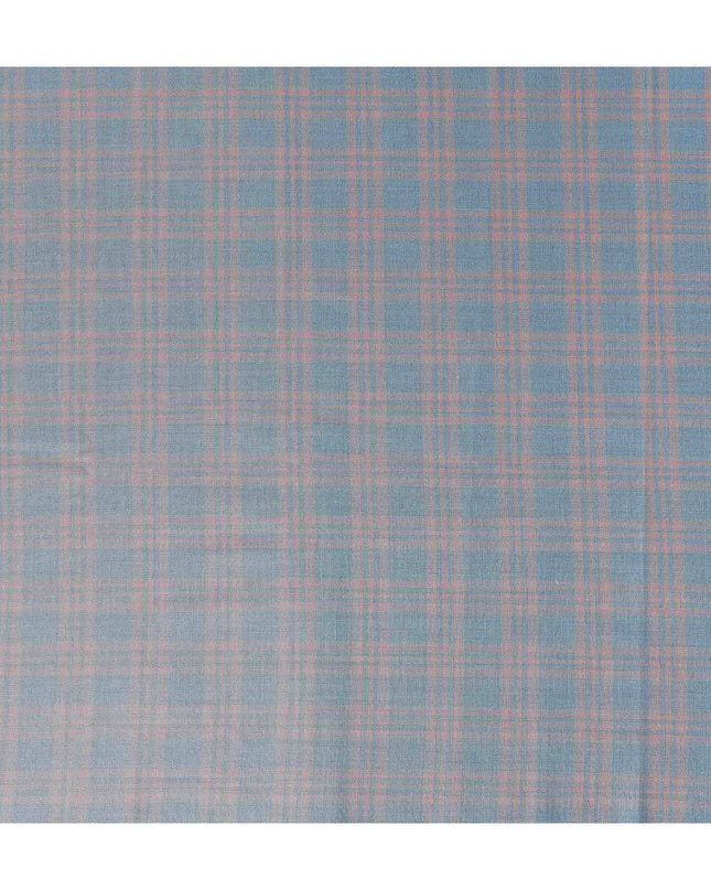 Dusty Blue Windowpane Blended English Wool & Silk Jacketing 