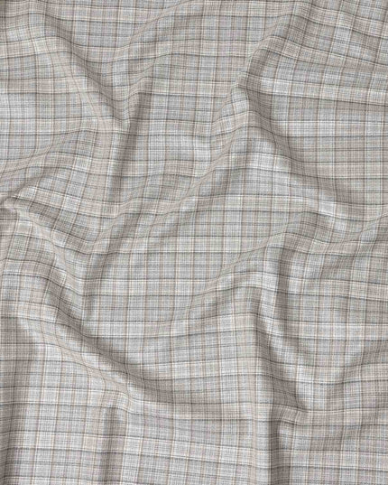 Oatmeal Grey Check Blended English Wool & Silk Jacketing Sca