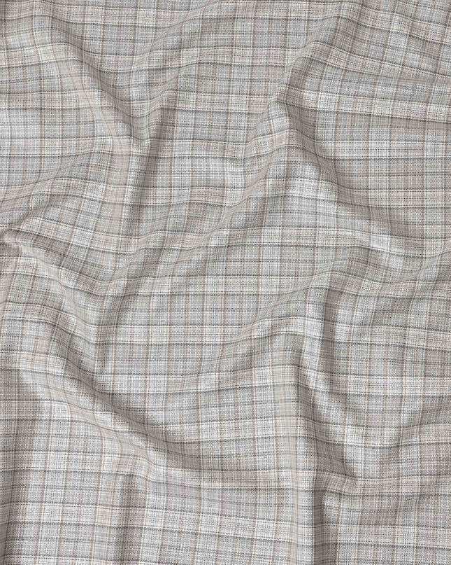 Oatmeal Grey Check Blended English Wool & Silk Jacketing Sca