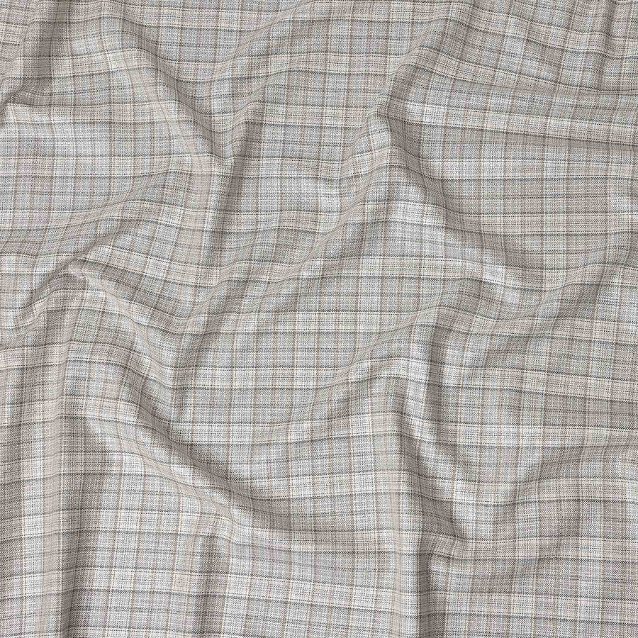 Oatmeal Grey Check Blended English Wool & Silk Jacketing Sca