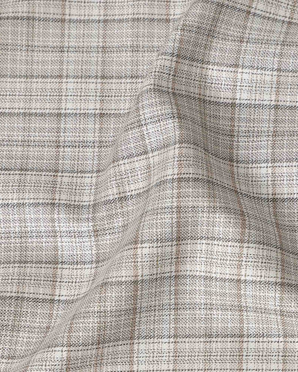 Oatmeal Grey Check Blended English Wool & Silk Jacketing Sca