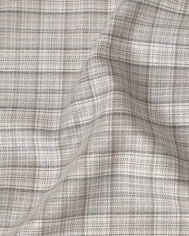 Oatmeal Grey Check Blended English Wool & Silk Jacketing Sca
