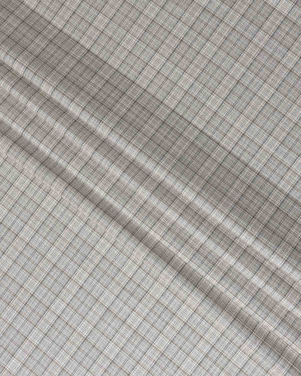 Oatmeal Grey Check Blended English Wool & Silk Jacketing Sca